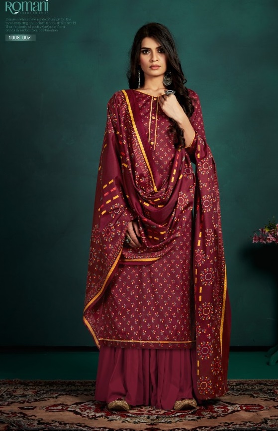 Romani Flora Excluisve Wear Designer Pashmina Dress Material