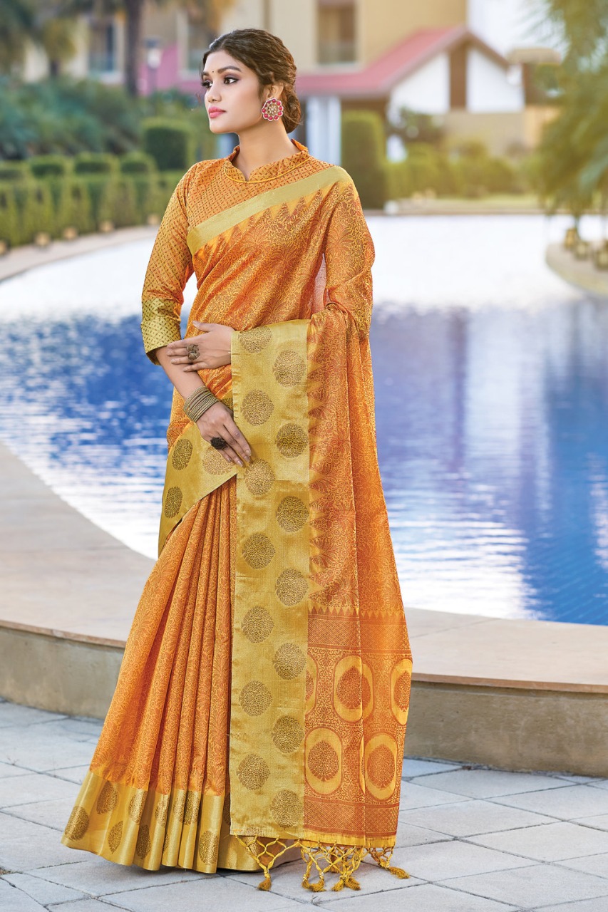 Top 87+ yellow colour saree online latest