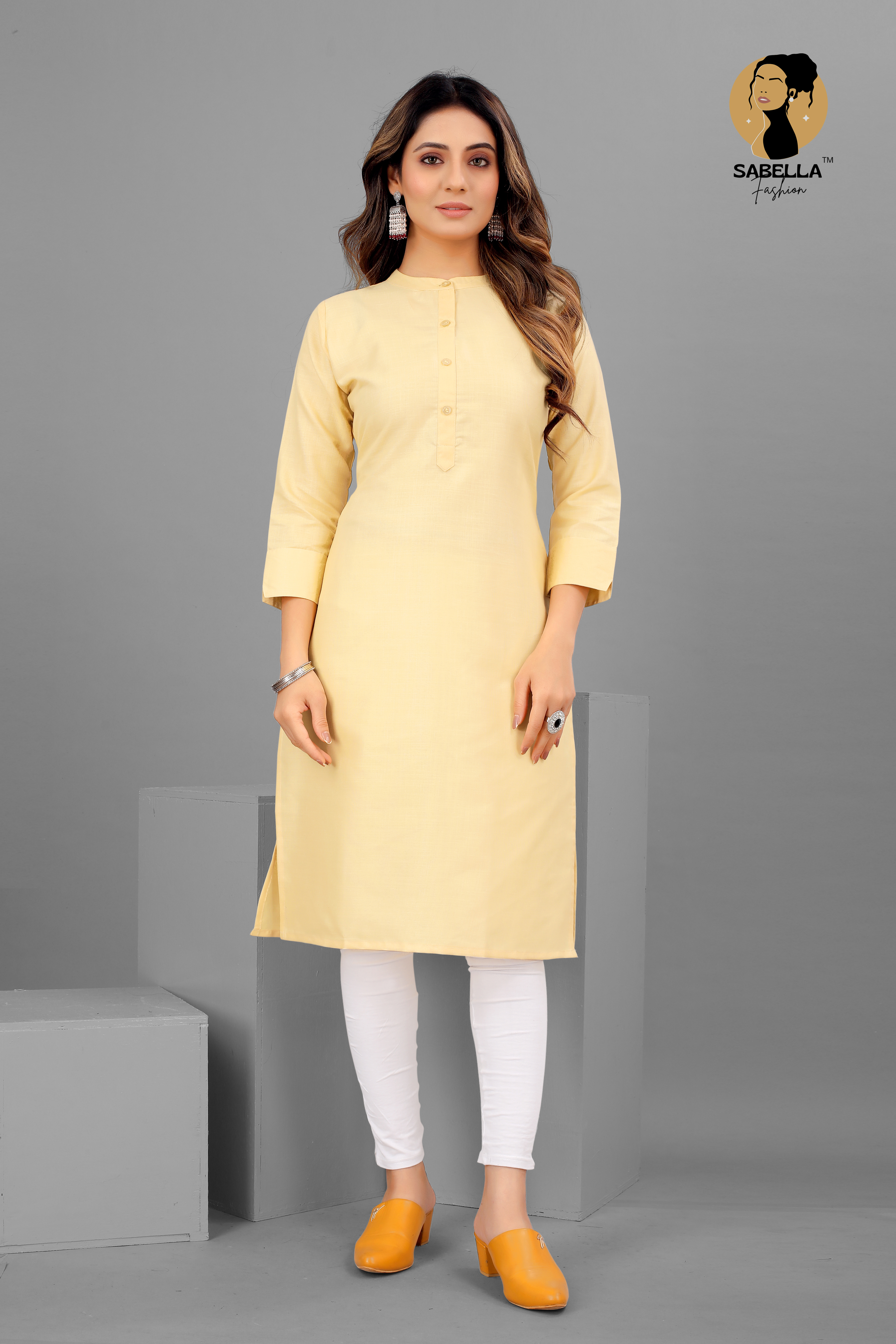 Yellow Printed Kurta With Pants - Rohit Bal