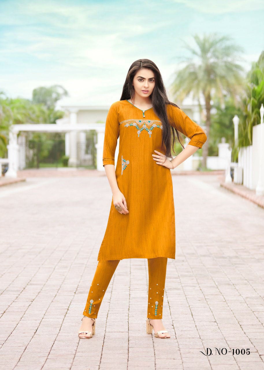 Buy Four Buttons Raabta Casual ware Designer Kurti With Bottom Collection