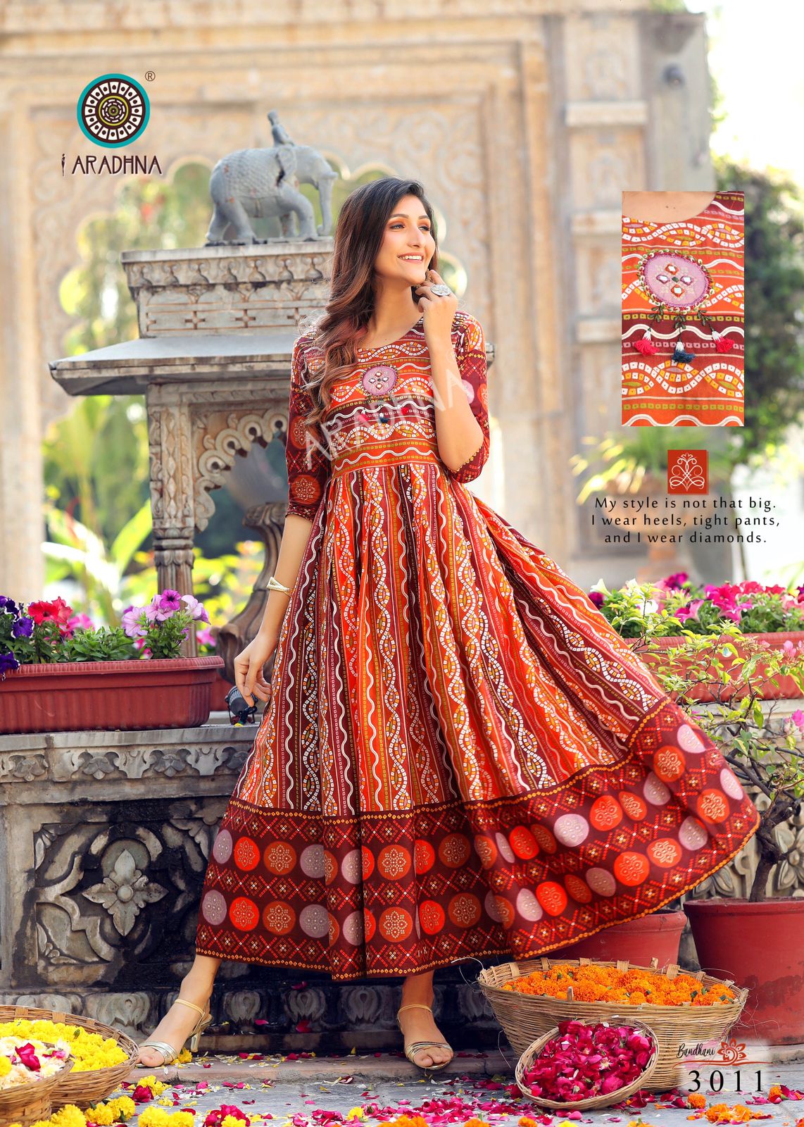 Aradhna Bandhni Vol 3 Pure Cotton Anarkali Kurtis Wholesale