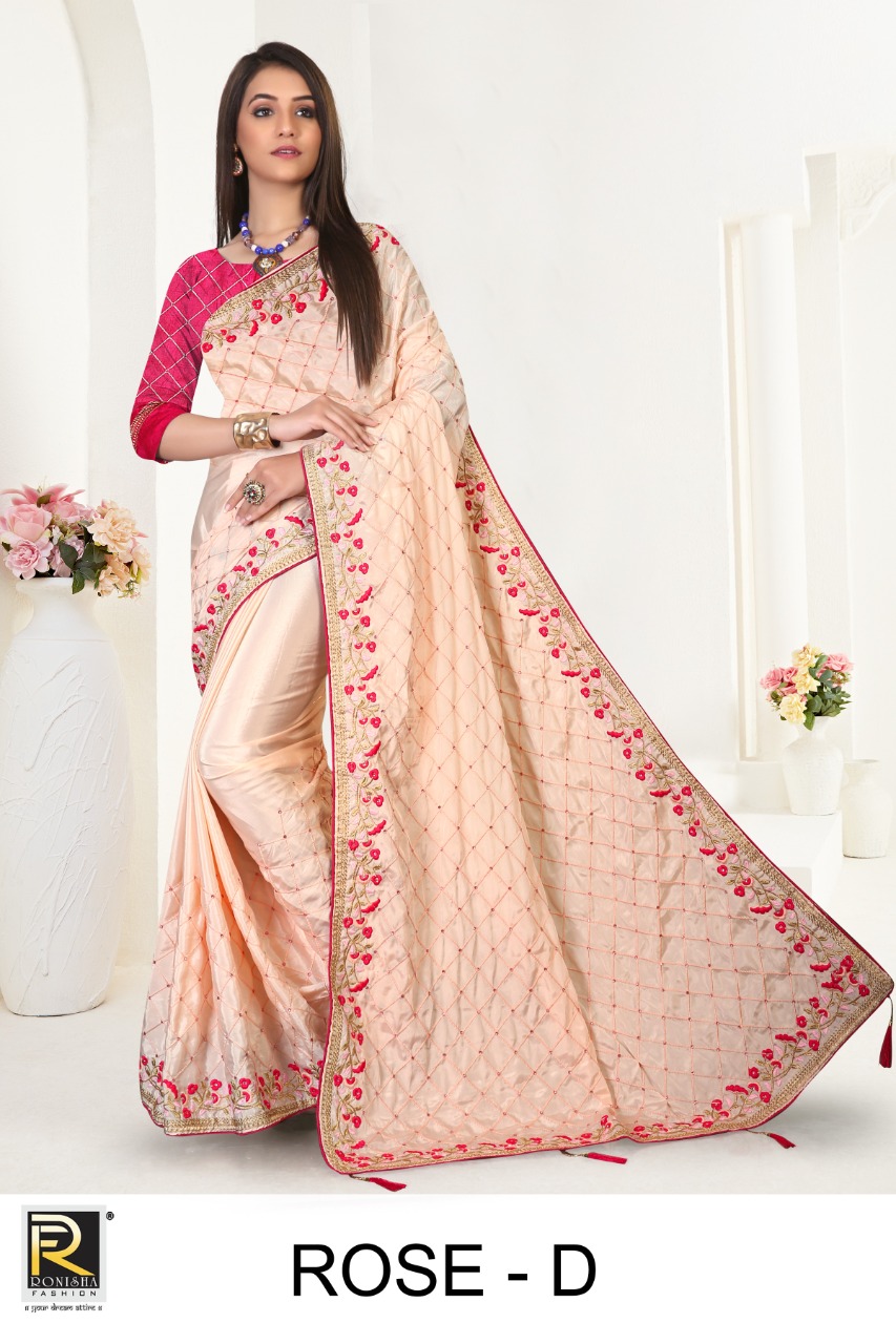 Ranjna Rose Embroidery Worked Heavy Diamond Designer Saree Collecton