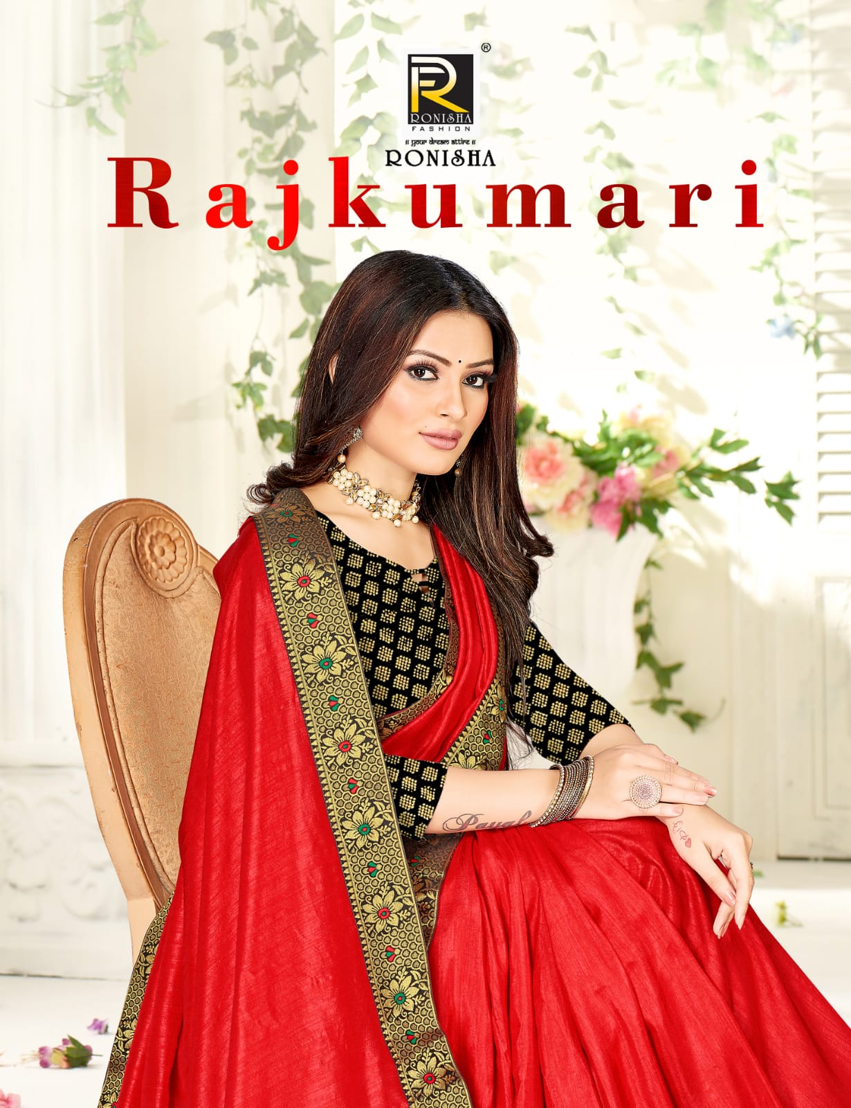 Ranjna Rajkumari Fancy Border Broket Blouse Festive Wear Saree Collction