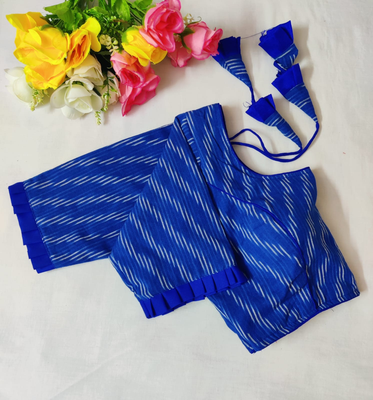 Royal Blue Colour Blouse Cotton Ikkat  Ready Made Blouse Collection