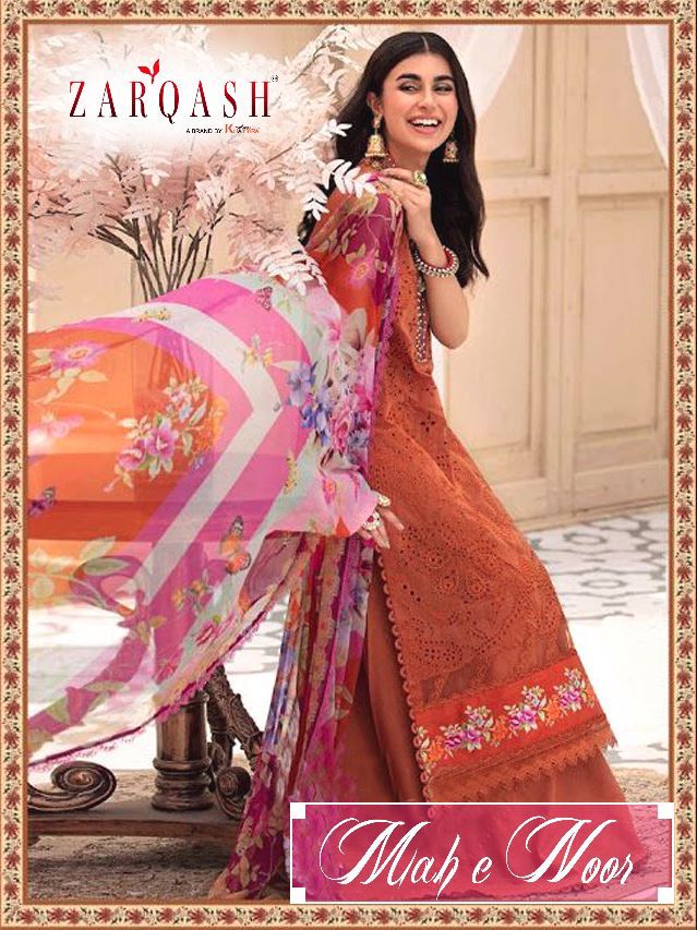 Zarqash Mah E Noor Fancy Cotton Embroidery Pakistani Salwar Suits Catalog