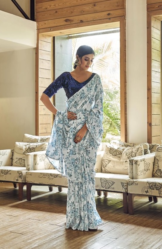 Ynf Muslin Sequence Casual Wear Silk Saree Catalog