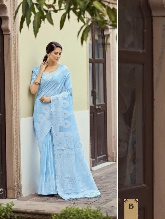 Shangrila Chikankari Silk Casual Wear Soft Linen Saree  Catalog