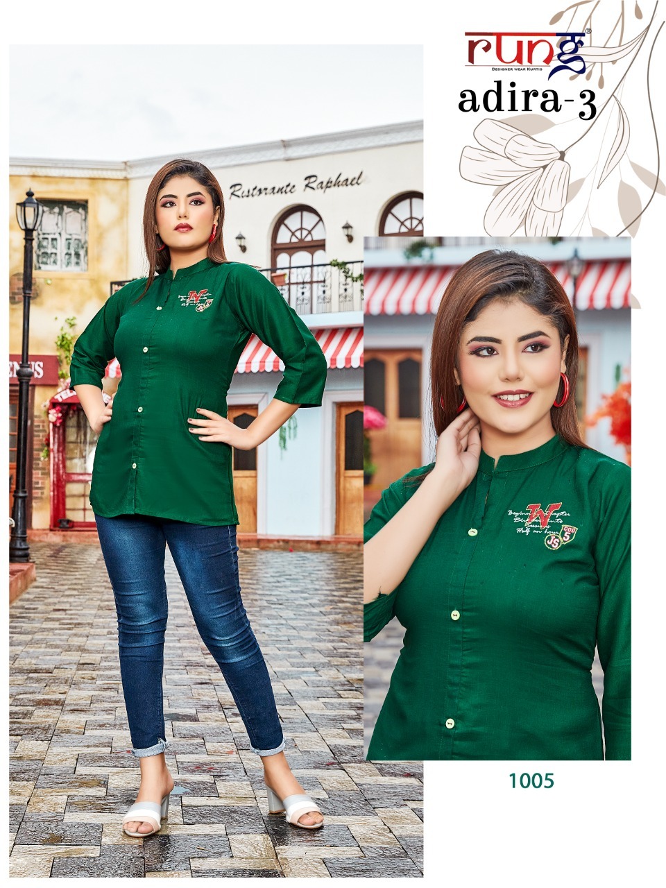 Rung Adira  Vol 3 Fancy Rayon Embroidery Top Catalog