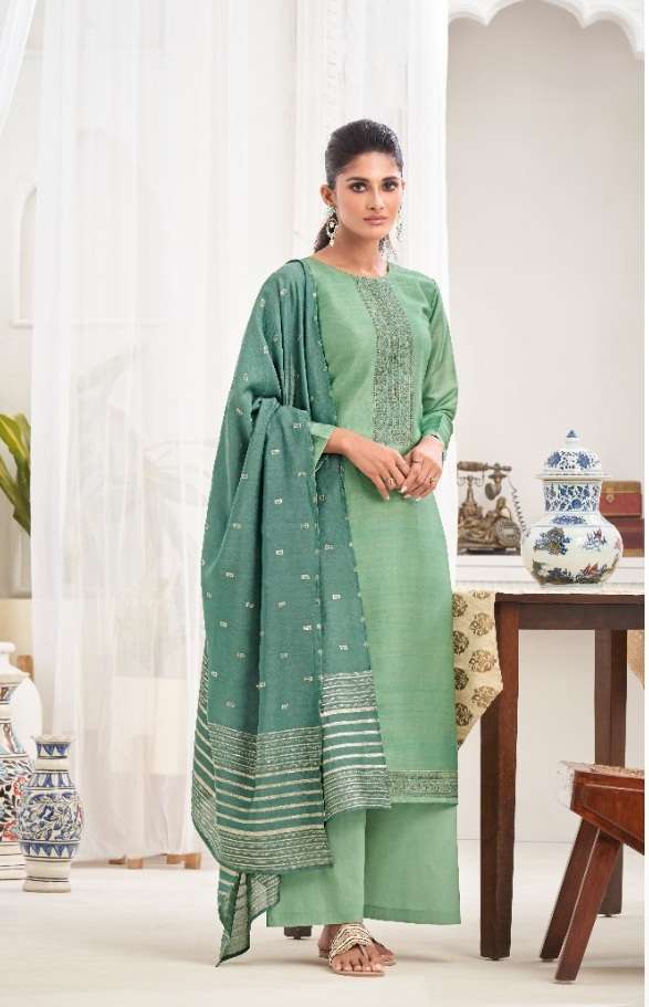 Amirah Arya Catalog Heavy Party Wear Tusser Silk Dress Materials