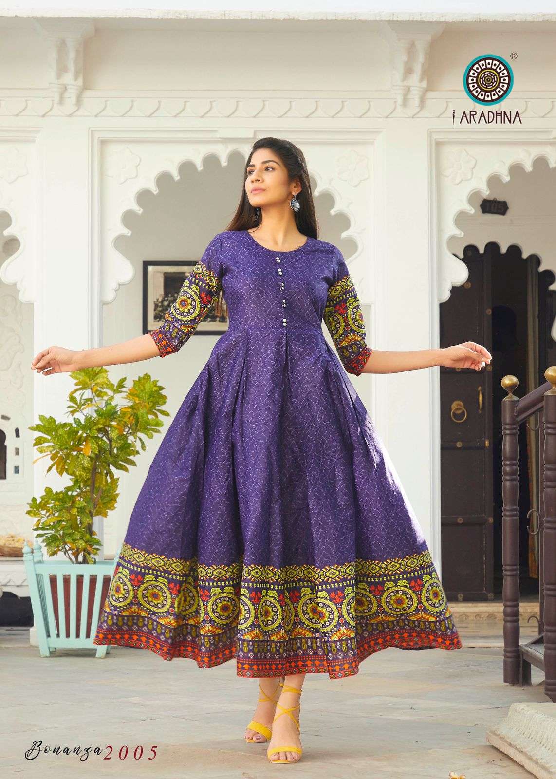 Aradhna Bonanza vol 2 catalog Rayon Printed Long Gown Kurti