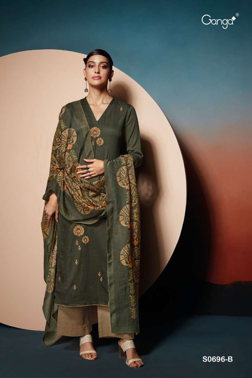 Ganga Inna Catalog Heavy Cotton Designer Dress Materials