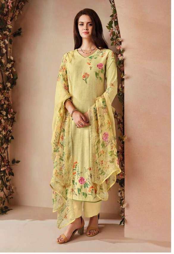 Ganga Odin Catalog Designer Cotton Linen Embroidery Dress Materials