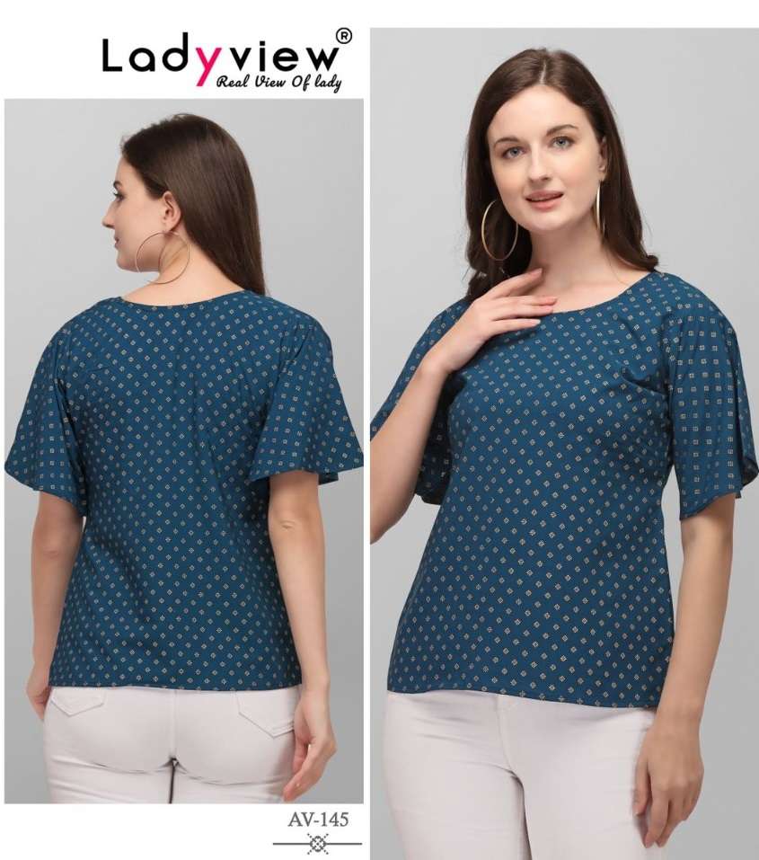 Ladyview Stylish Catalog Gold Foil Printed Western Tops