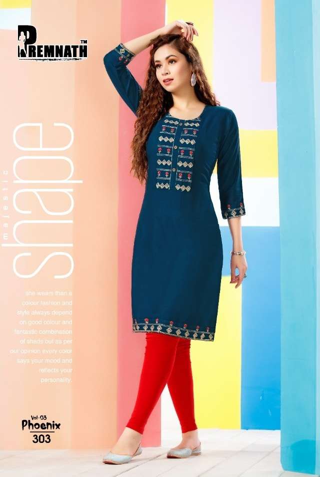 Premnath Phoenix Vol 3 Catalog Casual Wear Embroidery Kurtis
