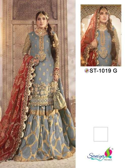 Saniya St 1019 Catalog Heavy Embroidery Wear Pakistani Salwar Suits