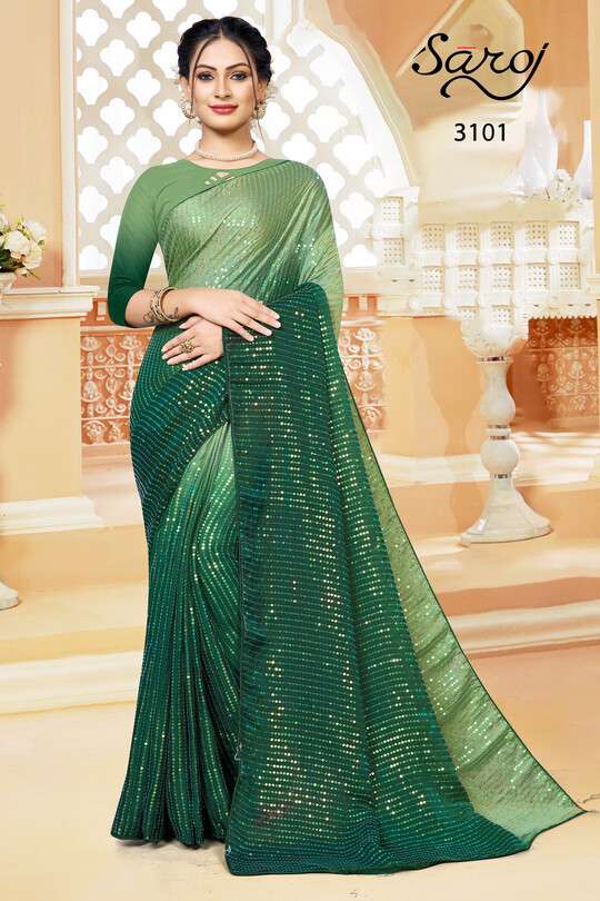 Saroj Valentine catalog Fancy Sequence Rangoli Silk Saree