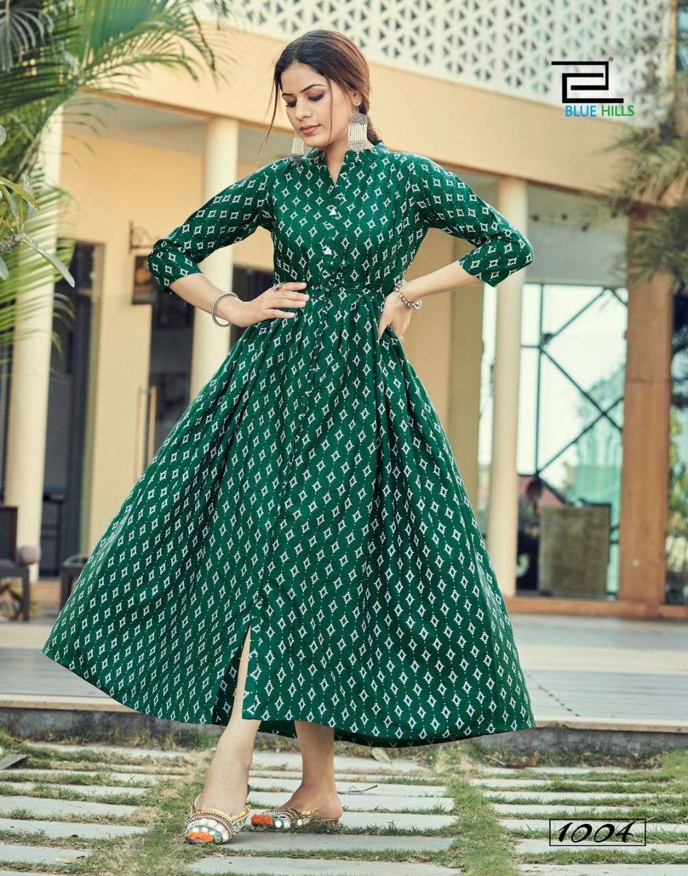 Brown Printed Rayon Party Wear Gown | Latest Kurti Designs
