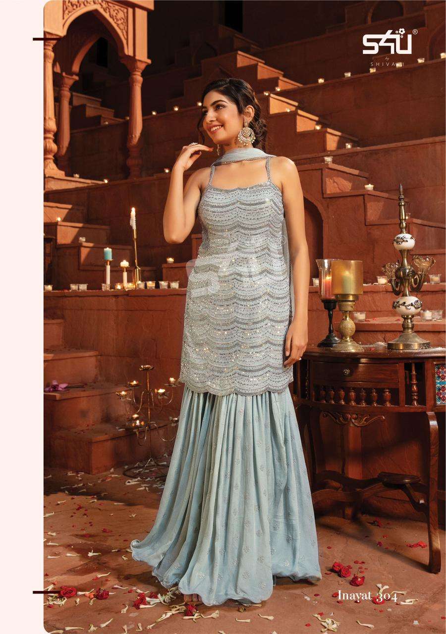 S4u Inayat Catalog Party Wear Georgette Top Bottom with Dupatta