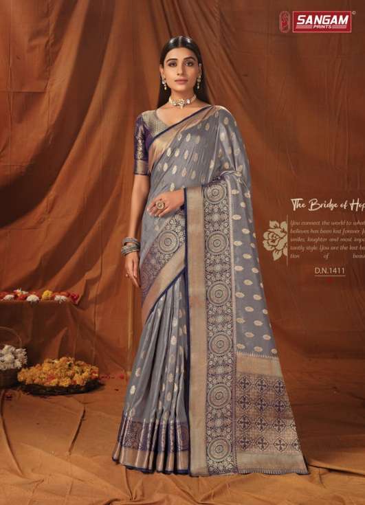Sangam Naveli Silk Catalog Festive Wear Handloom Silk Sarees
