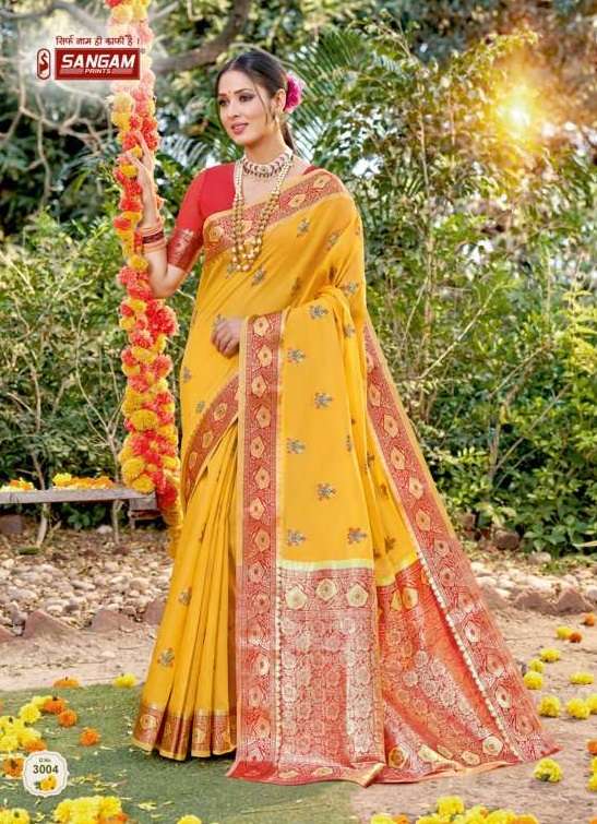 Sangam Subh Milan catalogue Cotton Zari Weaving Sarees 