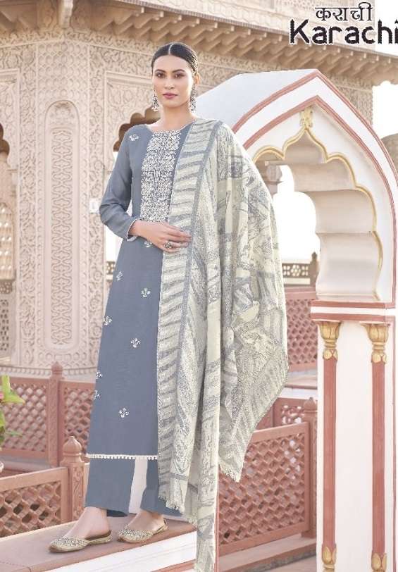 Jaimala Karachi Catalog Designer Wear Pure Jam Cotton Dress Materials