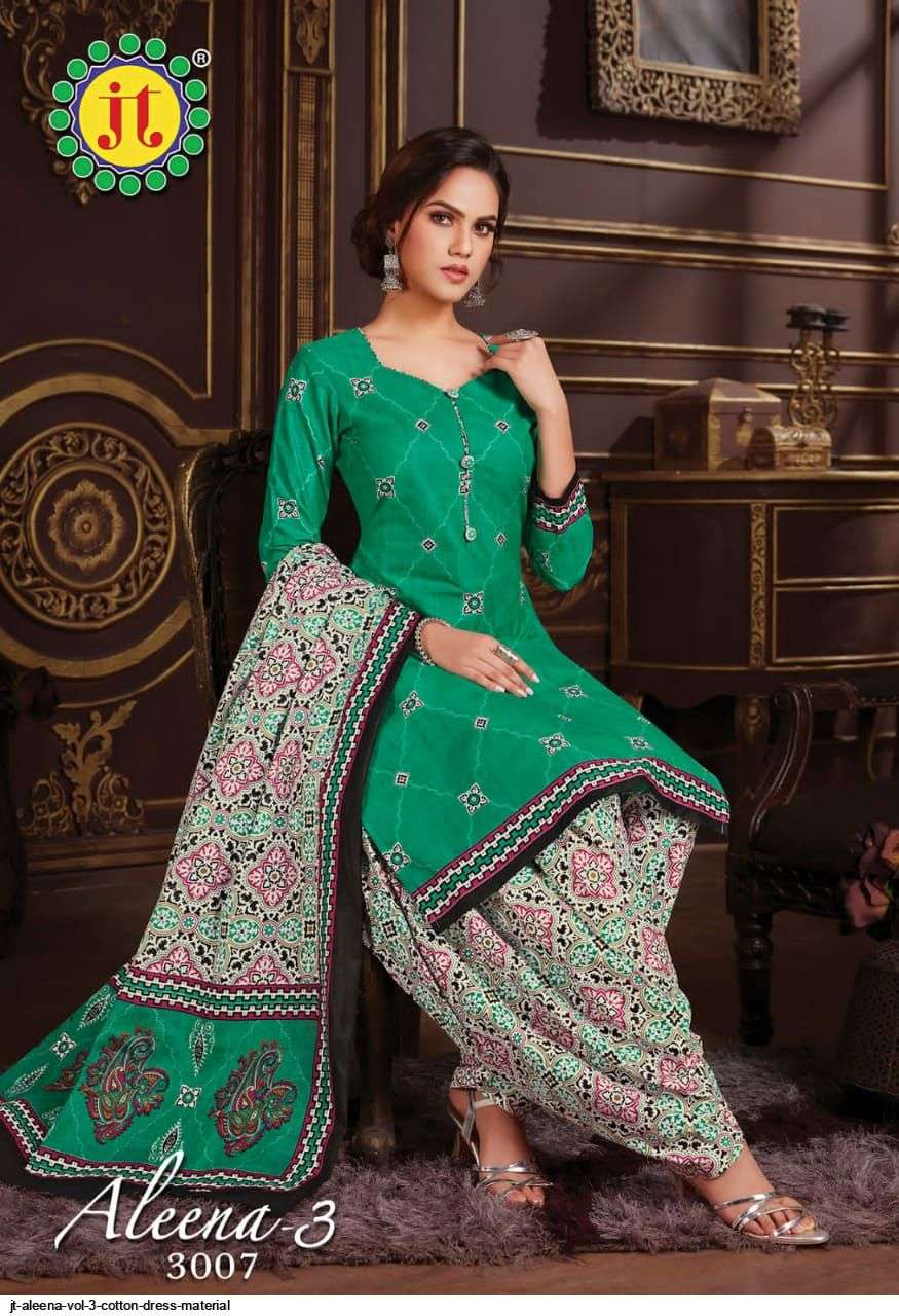 Jt Aleena Vol 3 Catalog Casual Wear Pure Cotton Printed Women Dress Materials