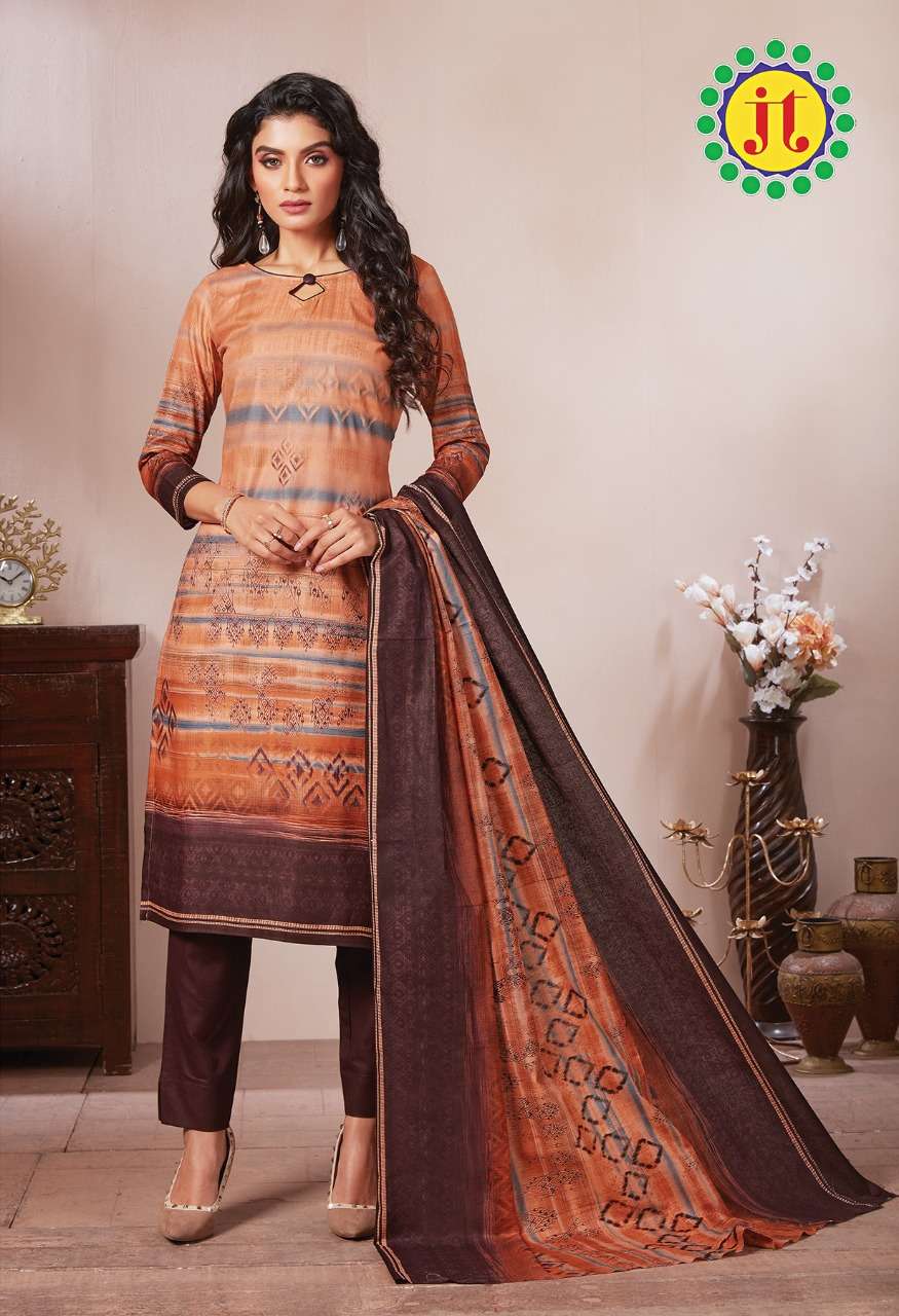 Jt Atifa Catalog Casual Wear Pure Satin Digital Printed Dress Materials 