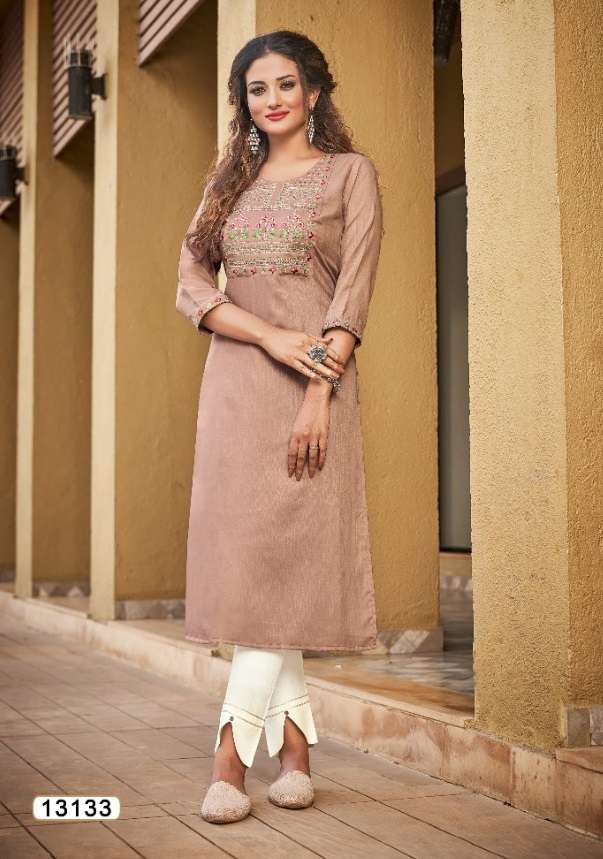 Kalaroop Liza Catalog Fancy Wear Rayon Embroidery Kurtis 