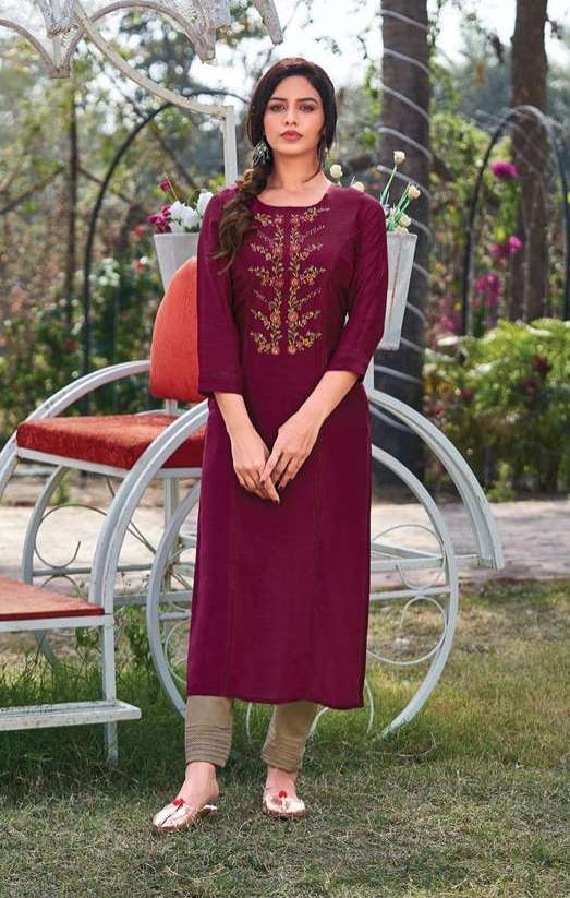 Rangoon Heer Catalog Casual Wear Muslin Embroidery Work Kurtis
