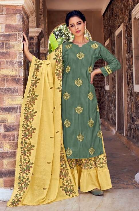 Rangoon Maher Catalog Designer Wear Readymade Top Sharara With Dupatta 