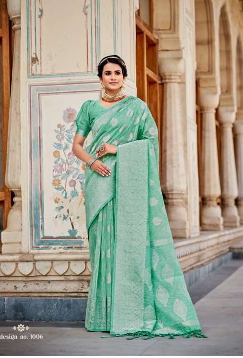 Sangam Katan Silk  Catalog Fancy Wear Linen Cotton Sarees