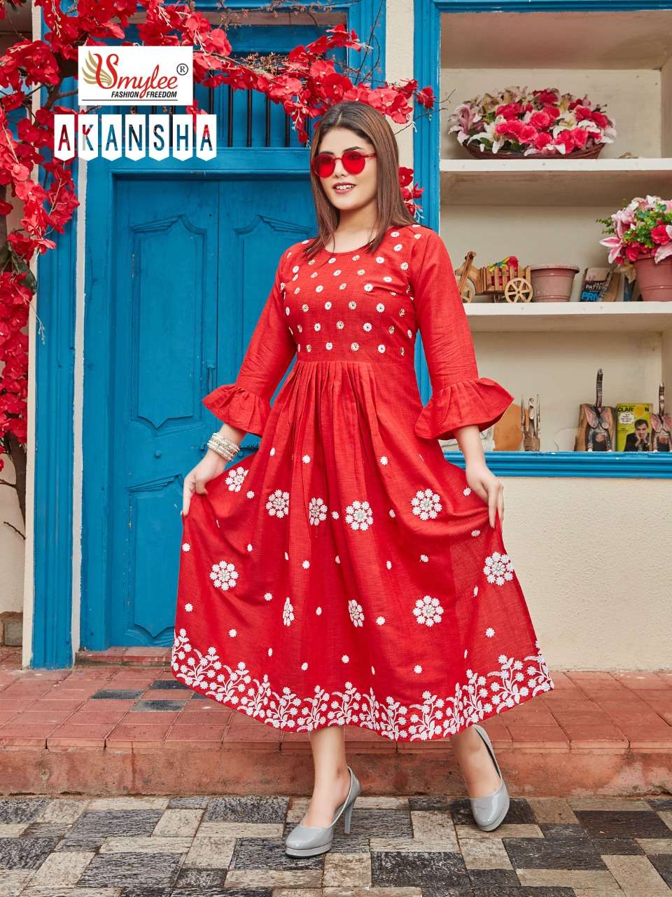 Smylee Akansha Catalog Designer Wear Long Anarkali Kurtis