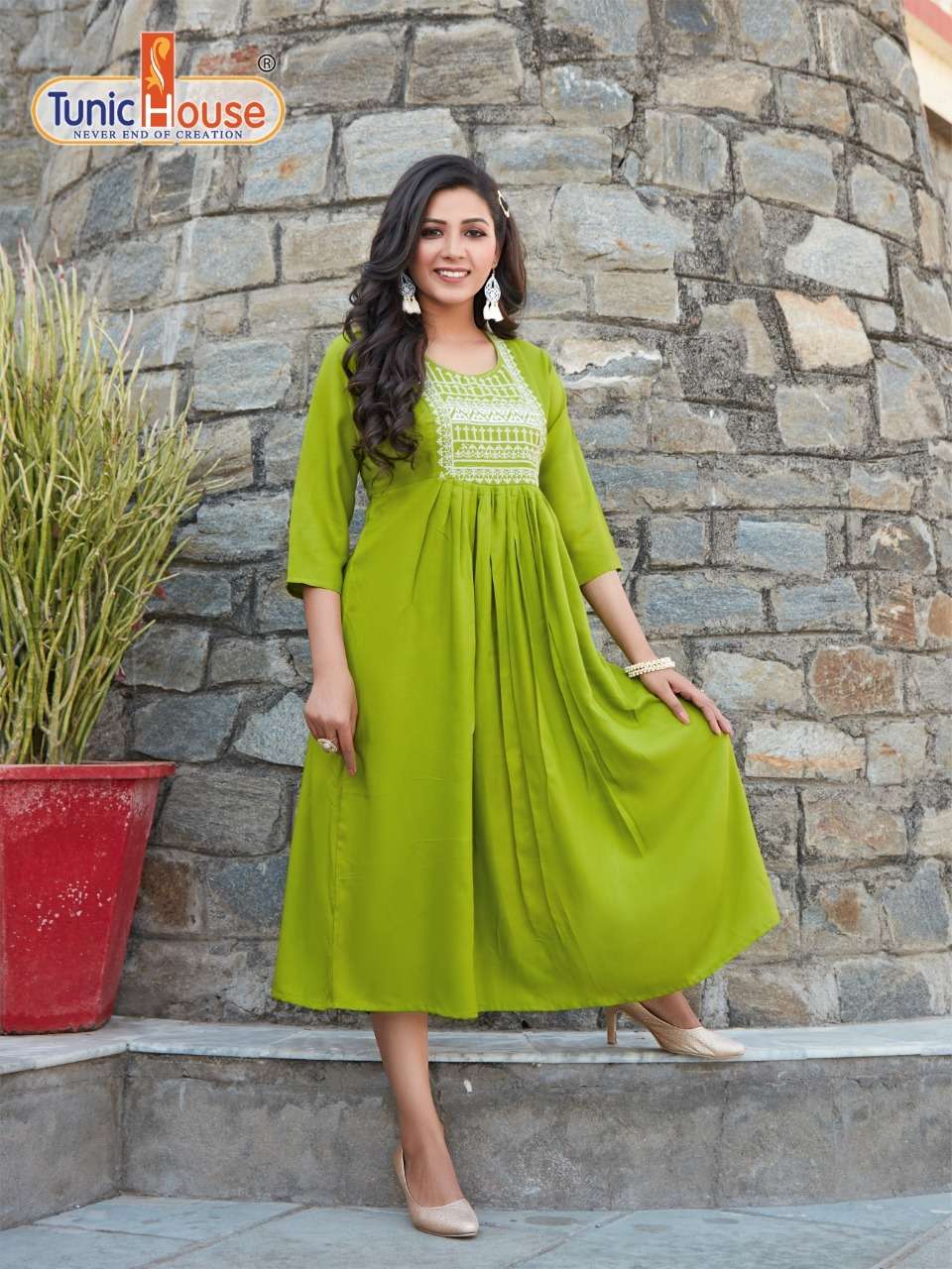 Tunic House Makhmali Catalog Regular Wear Rayon Embroidery Long Kurtis 