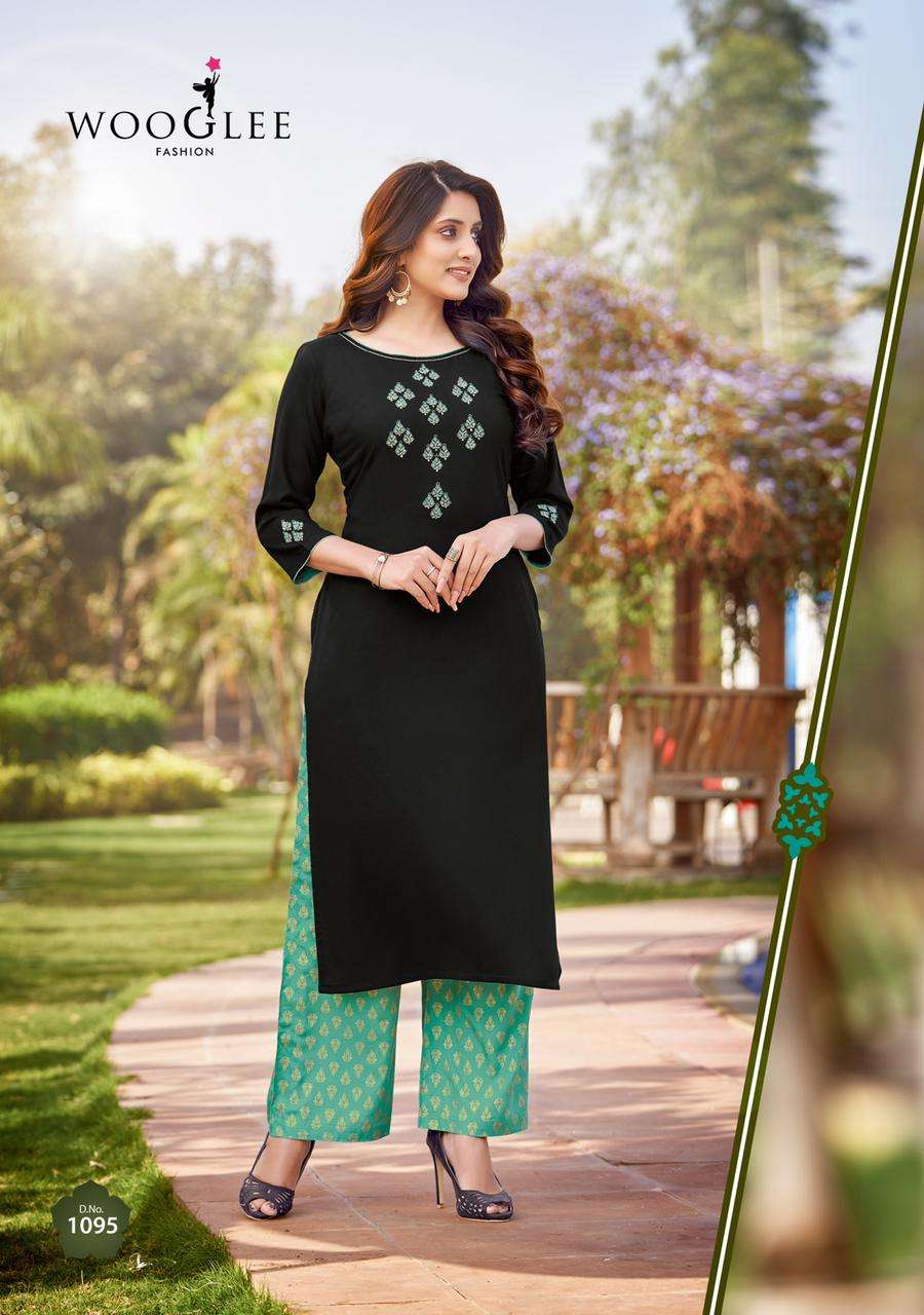 Wooglee Celebration Vol 15 Catalog Designer Wear Kurti With Palazzo 