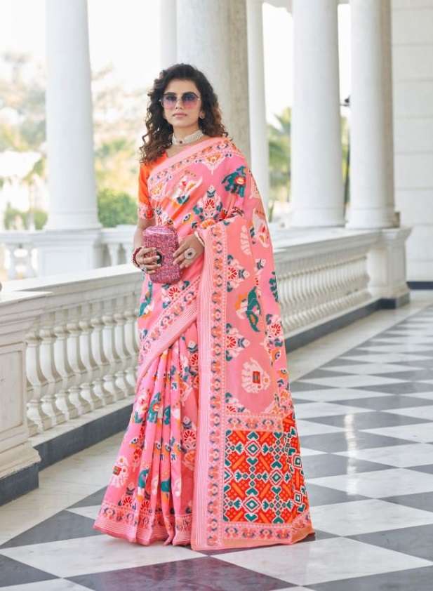 Pink Woven Patola Silk Saree