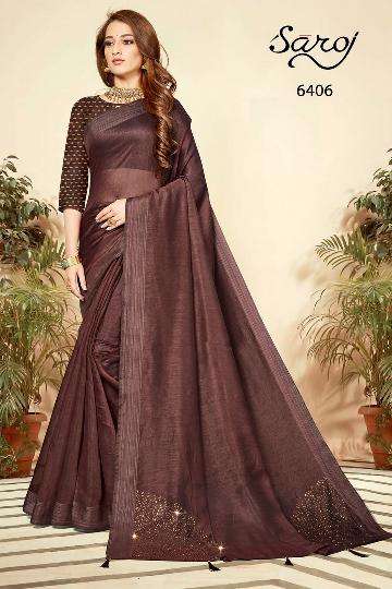 Dark Brown Linen Cotton Saree Daily wear Saree Wholesale In Surat