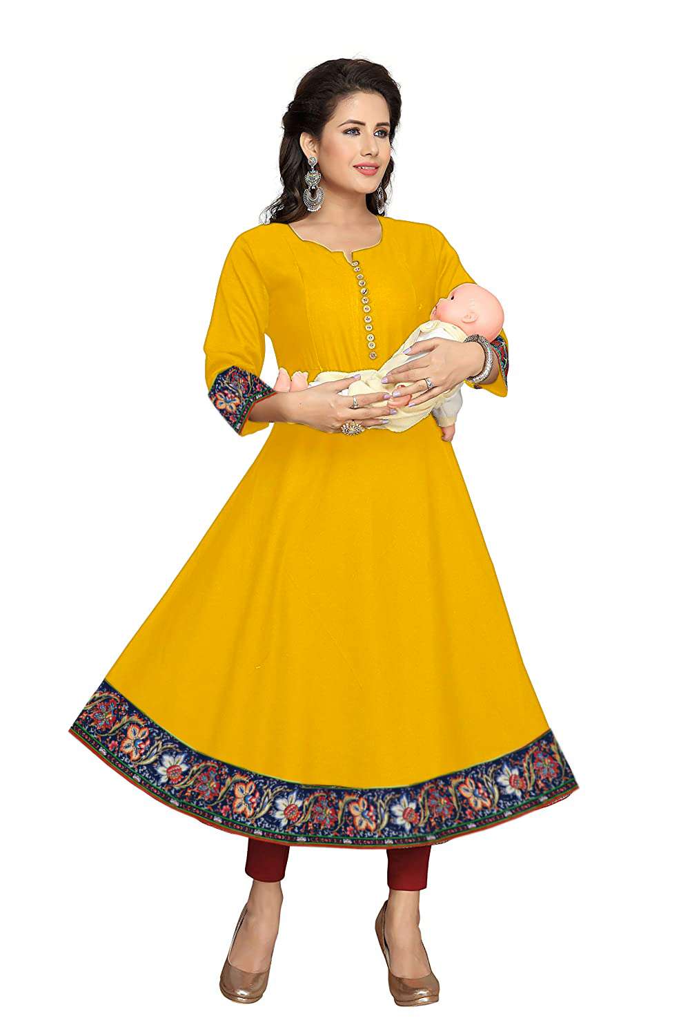 Maternity Kurti with Feeding Zipper – Overall Print