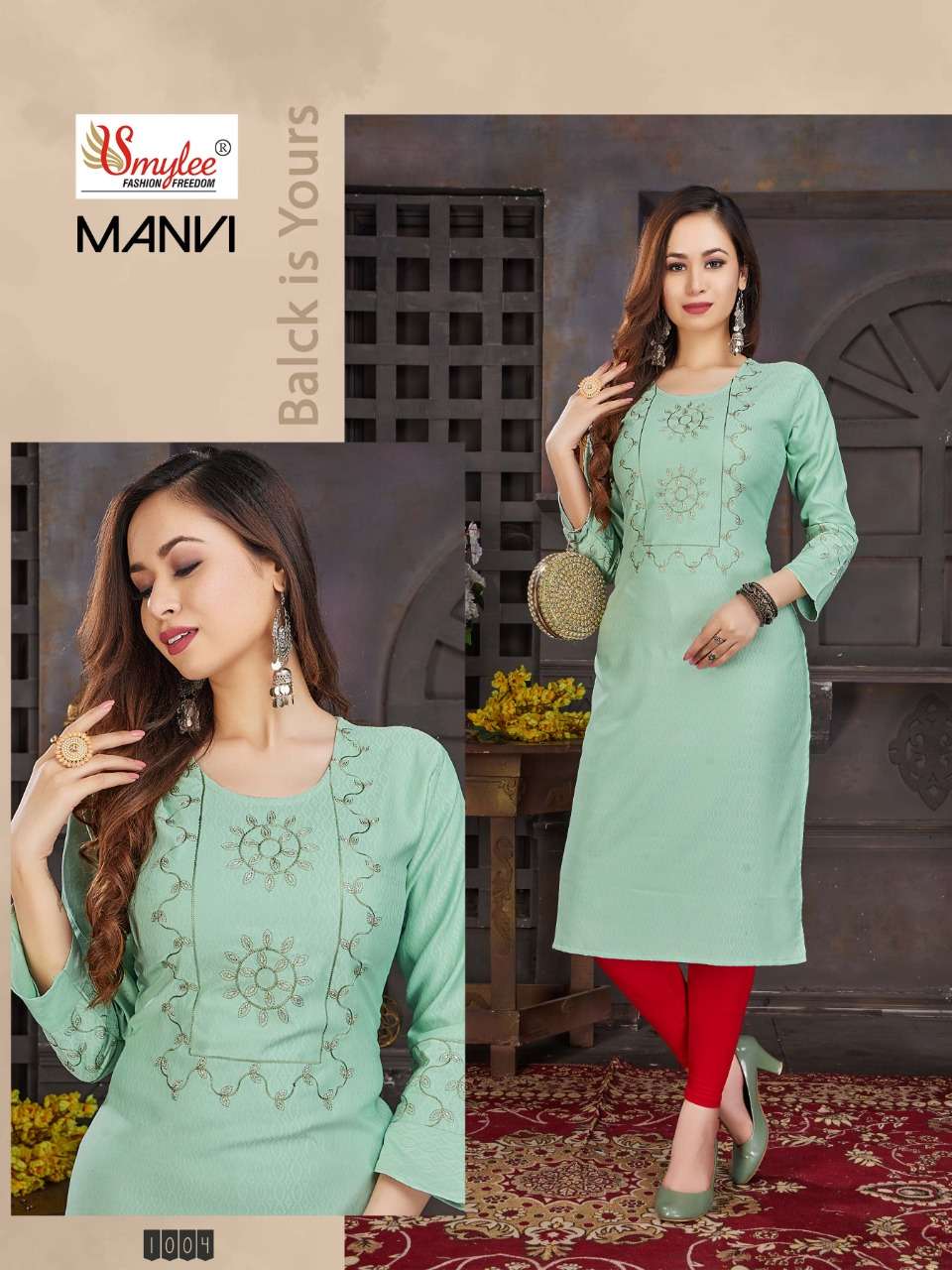 Peach hand Work Embroidery georgette Kurti-DKURTI31