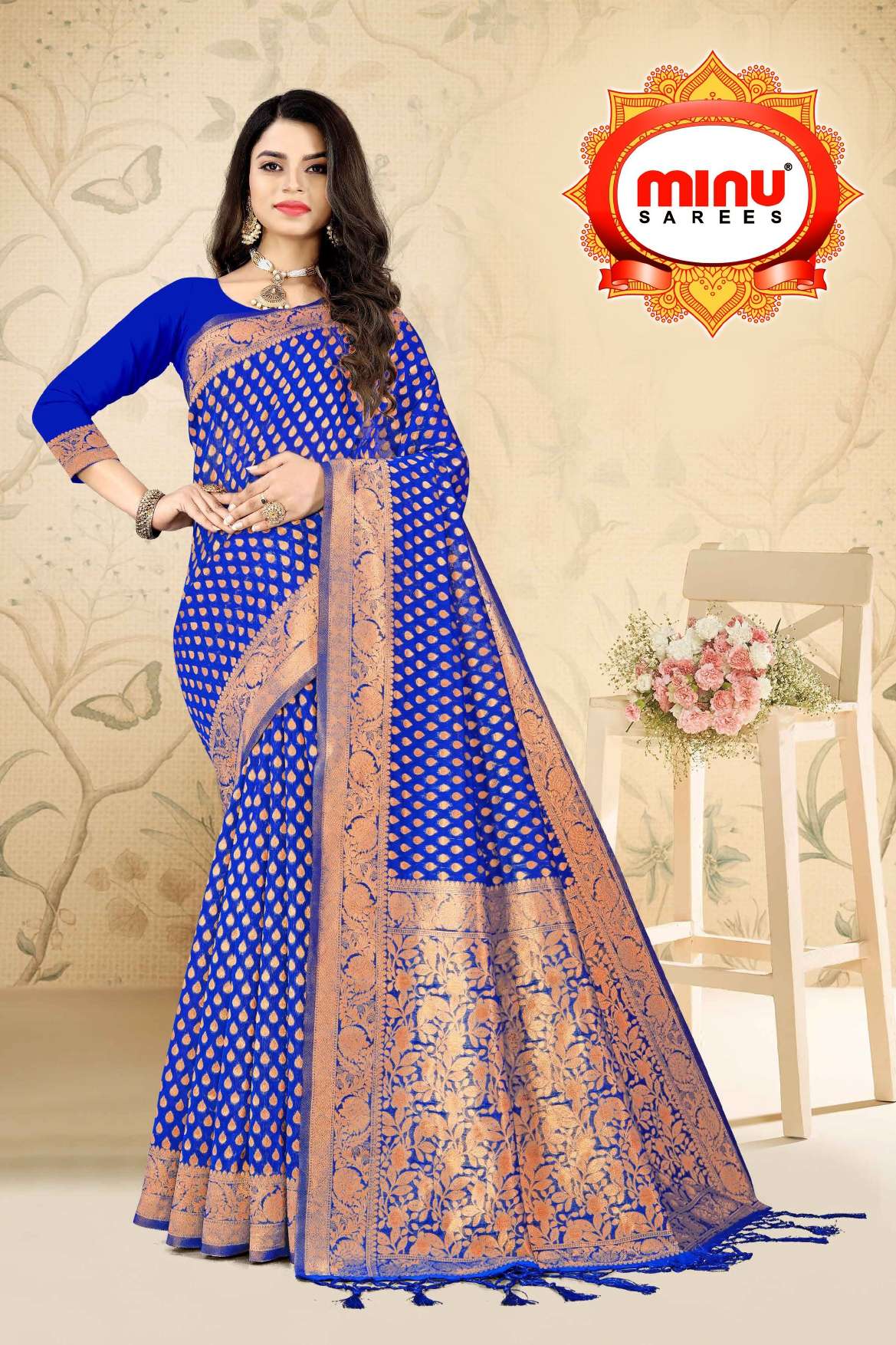 Minu COPPER STYLE VOL2 Chanderi Silk Zari Work Saree With BP Catalog