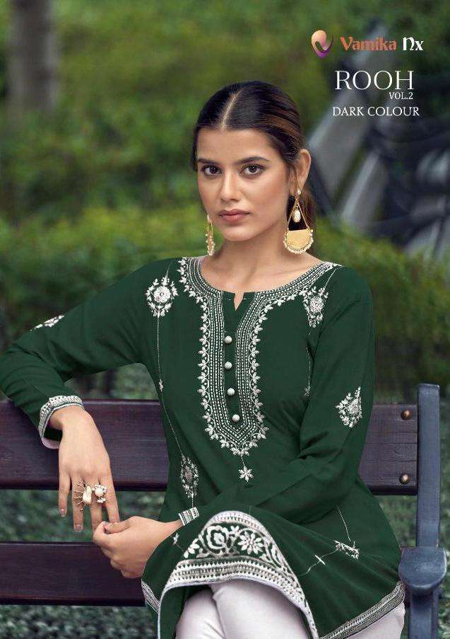 ROOH VOL 2 DARK COLOURS BY VAMIKA NX CASUAL WEAR KURTI WITH PANT SUPPLIER