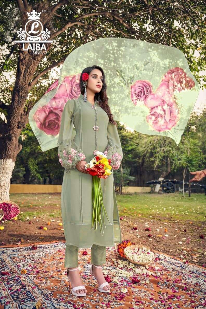 AM VOL 73 BY LAIBA DESIGNER GEORGETTE PAKISTANI READYMADE SUITS