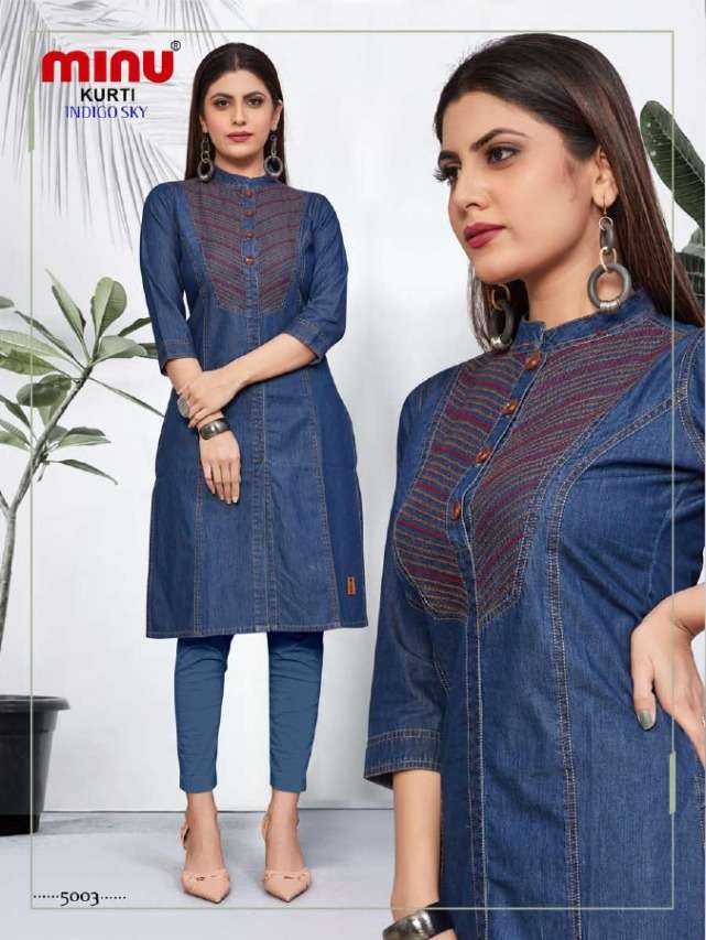 Vardan Ethnic Tesla Heavy Cotton Denim Wholesale Denim Kurtis Catalog