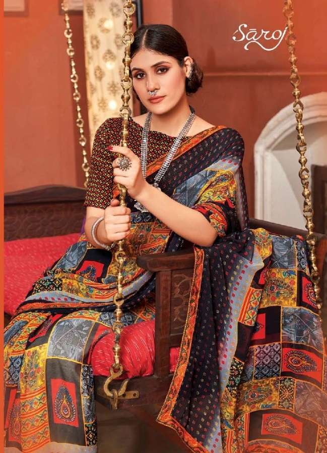 Saroj Sunlight Catalog Casual Wear Georgette Designer Print Sarees