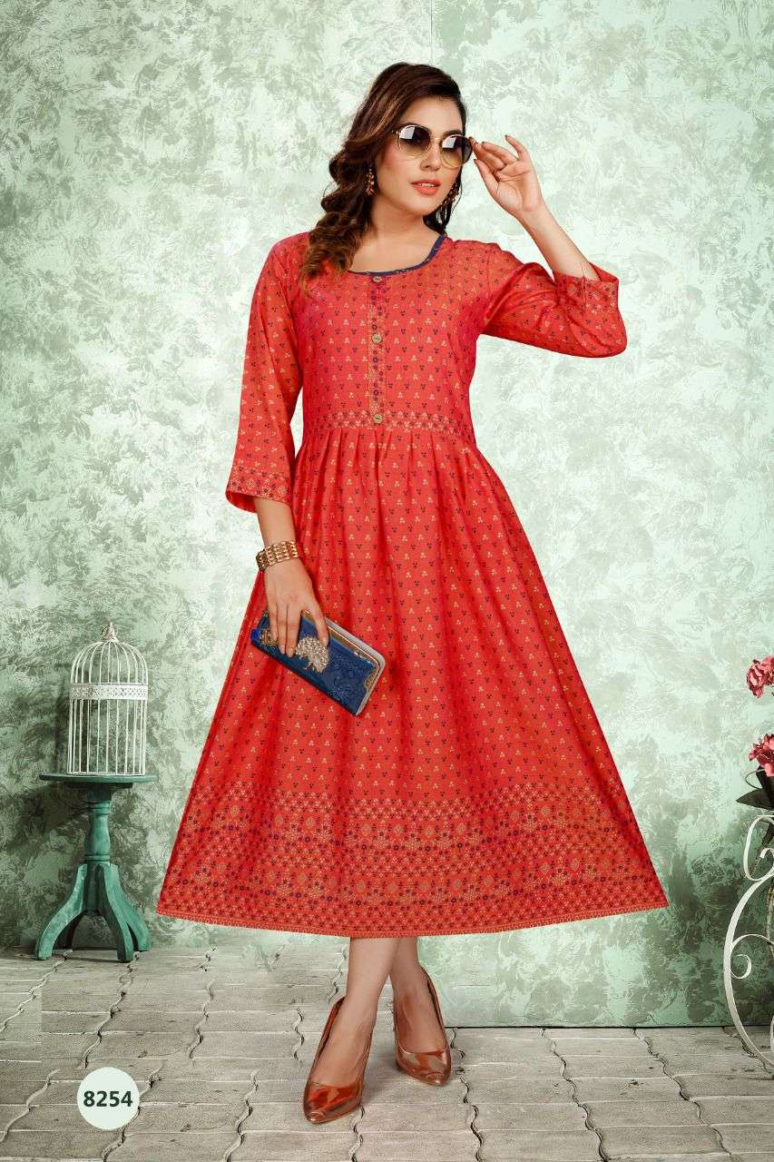 Rung Naishaa Heavy Cotton Print Frock Style Short Kurti Catalog Wholesaler