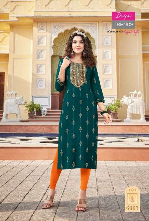 Diya Trends Victoria Vol 6 Catalog Fancy Wear Embroidery Wholesale Kurtis