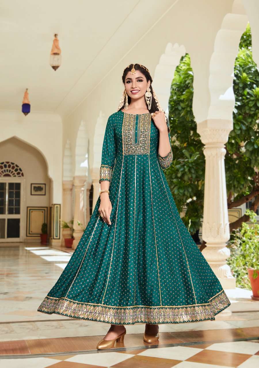 Kajal Style Fashion Colourbar Vol 8 Catalog Fancy Wear Designer Anarkali Long Kurtis Wholesale
