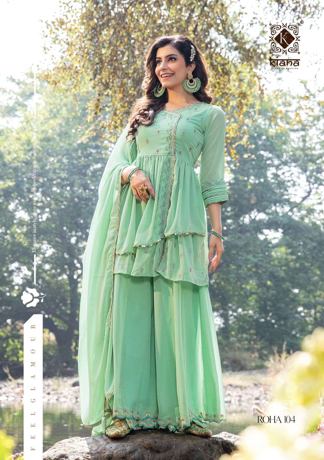 Kiana Roha Catalog Georgette Party Wear Wholesale Top Bottom Dupatta
