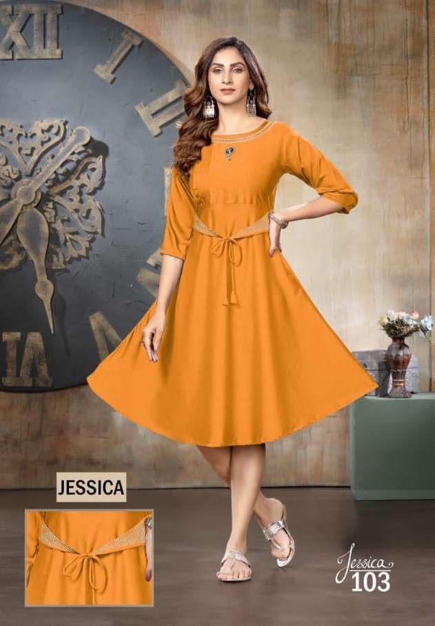 Kinti Jessica Catalog Heavy Chinnon Silk Anarkali Kurtis Wholesale