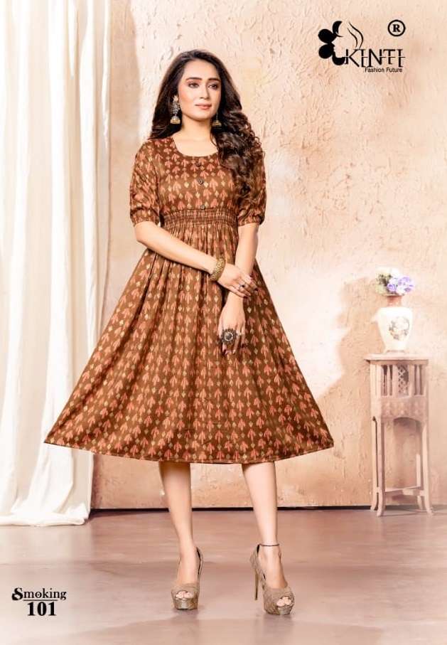Kinti Smoking Catalog Rayon Anarkali Kurtis Wholesale