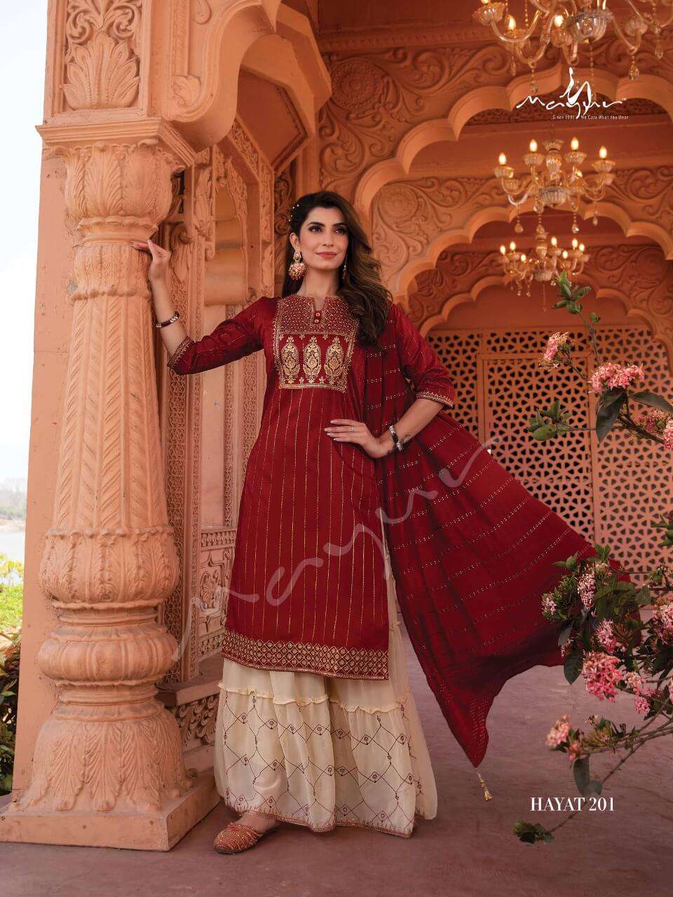Mayur Hayat Vol 2 Catalog Festive Wear Kurti Bottom And Dupatta Wholesale